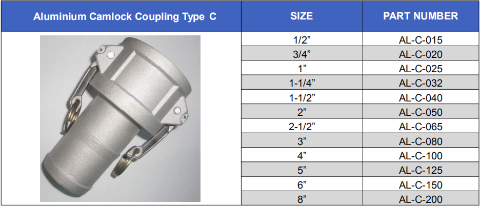 aluminium camlock coupling type C