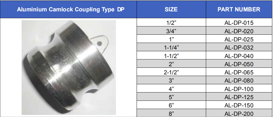 aluminium camlock coupling type DP