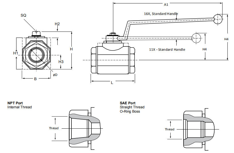 ball valve demensions